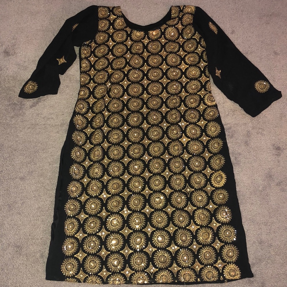 NWOT: Black and Gold 3 Piece Shalwar Kameez